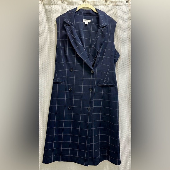 Shelby & Palmer Navy Checkered Sleeveless Dress - Picture 2 of 6